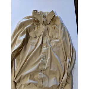 Vintage K-mart Embroidered Western Shirt Permanent Press Rockabilly Cowboy L (B3